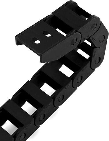 QWORK حامل سلك كابل بلاستيكي أسود بطول 1 متر لآلات CNC - نوع الجسر R18 10 مم × 20 مم (غير قابل للفتح) مع موصلات نهائية (عبوتان) in Kuwait