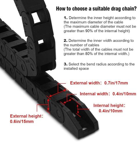 1m Drag Chain Printers Chain Cable Wire Carrier Cable Tow Chain Wire Carrier for 3D Printer and CNC Machines (R18 10x10mm(Inn HxW)) in Kuwait