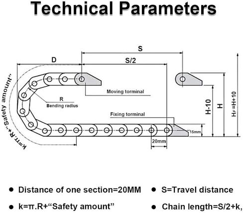 1m Drag Chain Printers Chain Cable Wire Carrier Cable Tow Chain Wire Carrier for 3D Printer and CNC Machines (R18 10x10mm(Inn HxW)) in Kuwait