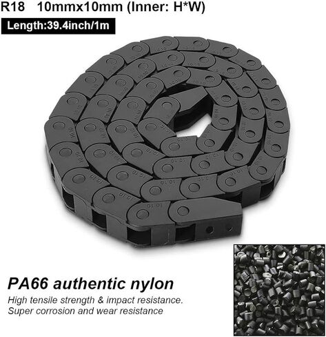 1m Drag Chain Printers Chain Cable Wire Carrier Cable Tow Chain Wire Carrier for 3D Printer and CNC Machines (R18 10x10mm(Inn HxW)) in Kuwait