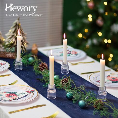 Candle Holder Glass Candlestick Holders: Hewory 10PCS Clear Taper Candle Holders Bulk for Table Centerpiece, Glass Candle Holder Candle Stick Holder Decor for Christmas Wedding Party Bridal Showers in Saudi Arabia