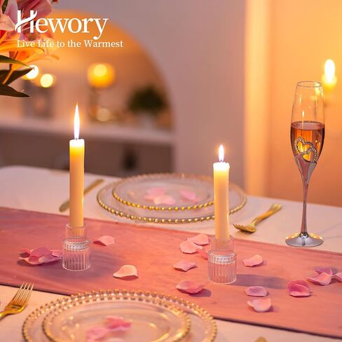 Candle Holder Glass Candlestick Holders: Hewory 10PCS Clear Taper Candle Holders Bulk for Table Centerpiece, Glass Candle Holder Candle Stick Holder Decor for Christmas Wedding Party Bridal Showers in Saudi Arabia
