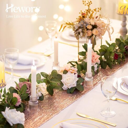Candle Holder Glass Candlestick Holders: Hewory 10PCS Clear Taper Candle Holders Bulk for Table Centerpiece, Glass Candle Holder Candle Stick Holder Decor for Christmas Wedding Party Bridal Showers in Saudi Arabia