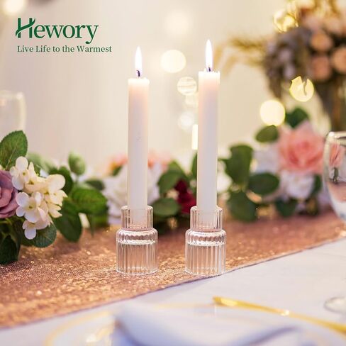 Candle Holder Glass Candlestick Holders: Hewory 10PCS Clear Taper Candle Holders Bulk for Table Centerpiece, Glass Candle Holder Candle Stick Holder Decor for Christmas Wedding Party Bridal Showers in Saudi Arabia