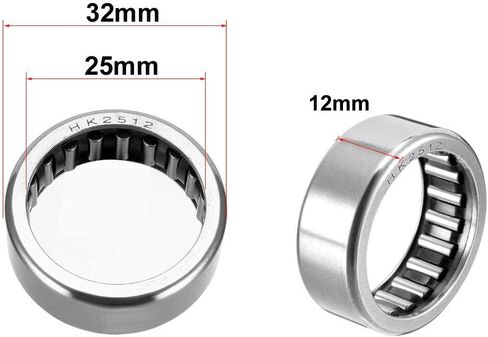 uxcell HK2512 Drawn Cup Needle Roller Bearings, Open End, 25mm Bore Dia, 32mm OD, 12mm Width (Pack of 5) in Saudi Arabia