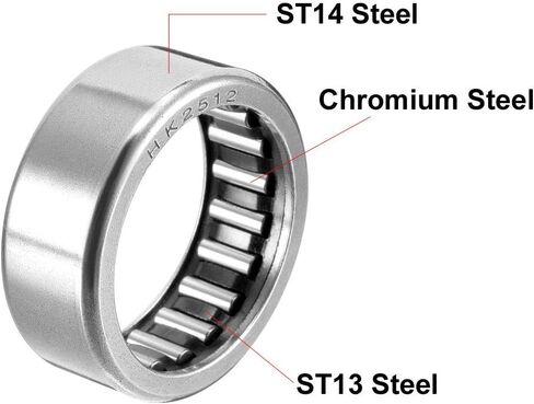 uxcell HK2512 Drawn Cup Needle Roller Bearings, Open End, 25mm Bore Dia, 32mm OD, 12mm Width (Pack of 5) in Saudi Arabia