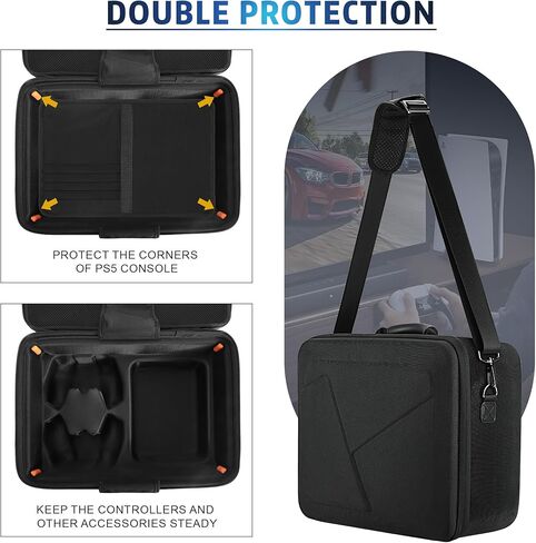 Gelozid Hard Shell Carrying Case for PS5, Protective Console Case for PlayStation 5 and Controllers, Portable Travel Case Compatible with PS5 Disk Digital Edition Games and Gaming Accessories in Kuwait