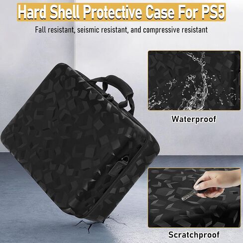 حقيبة حمل ذات غلاف صلب متوافقة مع PS5 Slim وPlayStation Portal، حقيبة سفر تحمل وحدة تحكم PlayStation 5 (القرص/الإصدار الرقمي)، وحدة التحكم، الألعاب، سماعات الرأس وملحقات الألعاب in Kuwait