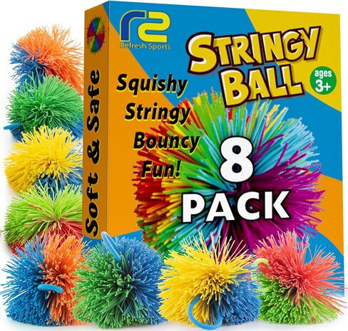 Stringy Balls & Sensory Toys for Kids 20 Pack - Stocking Stuffers for Kids Ages 4 5 6 7 8 9 Year Old Gift Ideas - Best Toddler Gifts for Boys & Girls - Monkey Pom Kooosh Balls Fidget Toys Stress Ball in Saudi Arabia