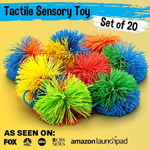 Stringy Balls & Sensory Toys for Kids 20 Pack - Stocking Stuffers for Kids Ages 4 5 6 7 8 9 Year Old Gift Ideas - Best Toddler Gifts for Boys & Girls - Monkey Pom Kooosh Balls Fidget Toys Stress Ball in Saudi Arabia