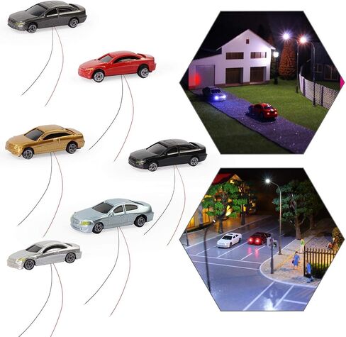 EC150 12pcs 1:150 N Scale Model Lighted Cars (Color Random) with 12V LEDs for Building Layout New in Saudi Arabia