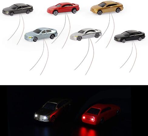 EC150 12pcs 1:150 N Scale Model Lighted Cars (Color Random) with 12V LEDs for Building Layout New in Saudi Arabia