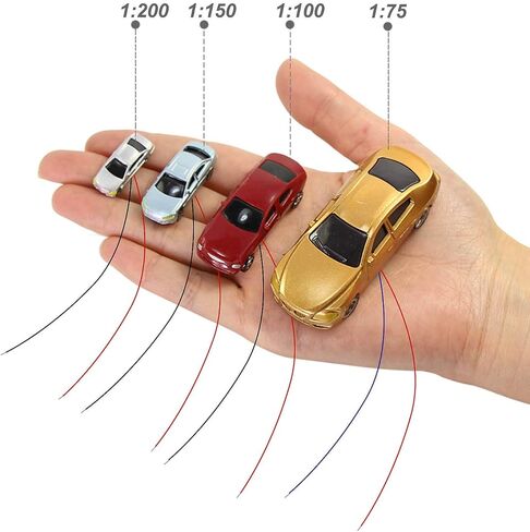 EC150 12pcs 1:150 N Scale Model Lighted Cars (Color Random) with 12V LEDs for Building Layout New in Saudi Arabia