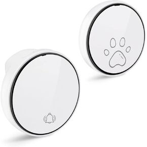 Comsmart Smart Wireless Dog Door Bell ، جرس Doggie Doorbell لاتصالات Pet Potty التدريبية ، اذهب خارج زر الصحافة مع 38 الألحان 4 مستويات فلاش (مستقبل واحد و 2 مرسل) ، أسود in Kuwait
