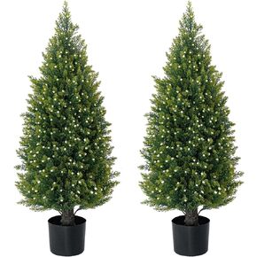 شجرتان من خشب الأرز الاصطناعي بطول 3 أقدام، شجرة اصطناعية خارجية بوعاء للأشعة فوق البنفسجية، نباتات اصطناعية لشجرة توبياري صناعية للأماكن الداخلية والخارجية in Kuwait