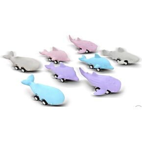 Prince 8 Pack Ocean Animal 3D Erasers with Wheels ، محايات غير PVC صديقة للبيئة تتميز بالحيتان والدلافين وأسماك القرش بألوان معكرون ممتعة in Kuwait