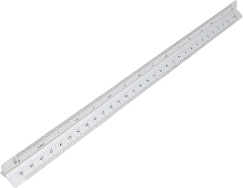 Evgatsauto Architectural Scale Aluminium Triangular Ruler 30cm 1:20 ، 1:25 ، 1:50 ، 1:75 ، 1: 100 ، 1: 125 للهندسة المعمارية والهندسة والتوضيح التقني (Silver) in Saudi Arabia