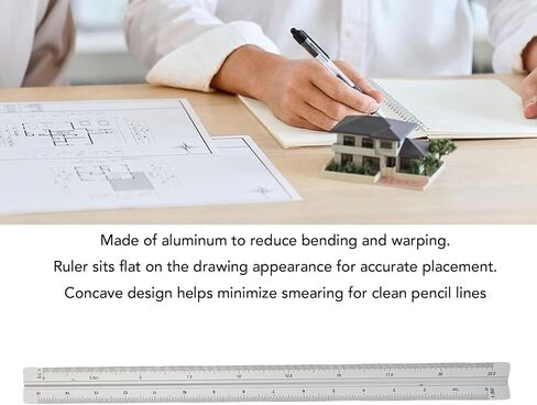 Evgatsauto Architectural Scale Aluminium Triangular Ruler 30cm 1:20 ، 1:25 ، 1:50 ، 1:75 ، 1: 100 ، 1: 125 للهندسة المعمارية والهندسة والتوضيح التقني (Silver) in Saudi Arabia