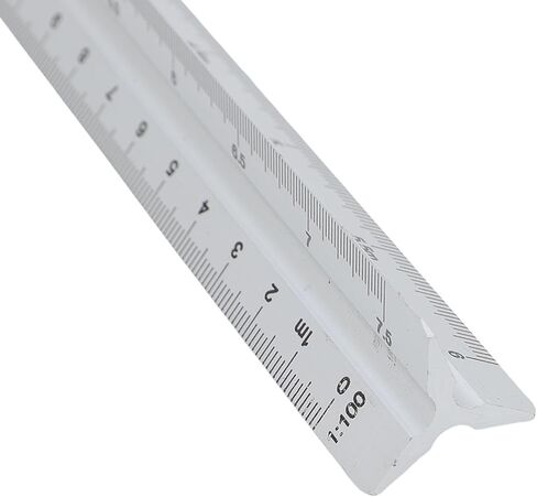 Evgatsauto Architectural Scale Aluminium Triangular Ruler 30cm 1:20 ، 1:25 ، 1:50 ، 1:75 ، 1: 100 ، 1: 125 للهندسة المعمارية والهندسة والتوضيح التقني (Silver) in Saudi Arabia