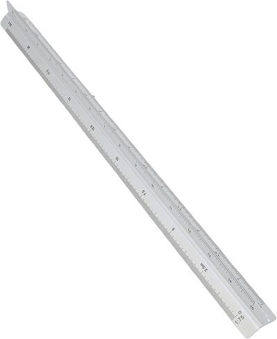 Evgatsauto Architectural Scale Aluminium Triangular Ruler 30cm 1:20 ، 1:25 ، 1:50 ، 1:75 ، 1: 100 ، 1: 125 للهندسة المعمارية والهندسة والتوضيح التقني (Silver) in Saudi Arabia