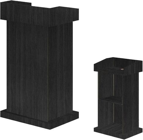 Wooden Podium Stand, Lectern Stand with Storage, Pulpit with Sturdy Base for Lecture Teacher Conference Wedding Speech Black in Saudi Arabia