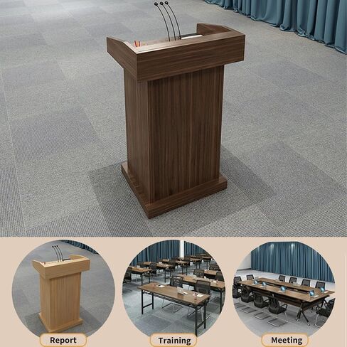 Wooden Podium Stand, Lectern Stand with Storage, Pulpit with Sturdy Base for Lecture Teacher Conference Wedding Speech Black in Saudi Arabia