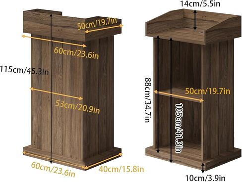 Wooden Podium Stand, Lectern Stand with Storage, Pulpit with Sturdy Base for Lecture Teacher Conference Wedding Speech Black in Saudi Arabia