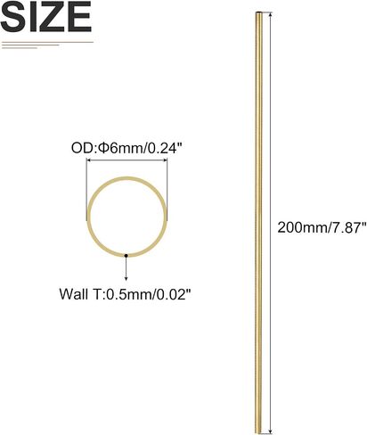 أنبوب نحاسي DTGN 5.5 مم × 0.2 مم × 300 مم (ODxWall TxL) - عبوتان - جيد لإطار ديكور DIY لمعدات الآلات - أنابيب معدنية مستديرة in Saudi Arabia