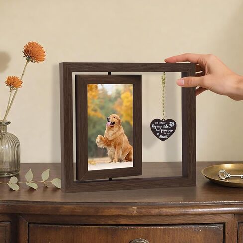 Dog Memorial Gifts for Loss of Dog Wooden Picture Frames for 4x6 Photos，2 Inch Color-Heart Shape Crystal Suncatcher, Pet Memorial Gifts for Dogs Bereavement Sympathy Gifts in Saudi Arabia