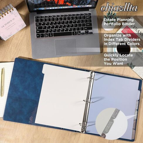 حافظة التخطيط العقارية Chiazllta مع مخطط مقسم لتبادل التبويب عندما أموت منظم Binder Pu Leather 3 حلقة تنظيم الوصايا الثقة في المحاماة الرغبات النهائية (أسود) in Kuwait