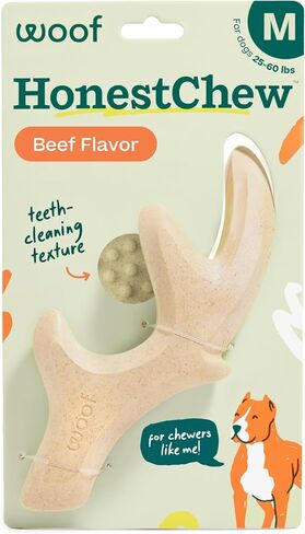 WOOF HonestChew Dog Toy Antler - Durable Dog Chew Toy - Made with Natural, Plant-Based Ingredients - Splinter-Resistant - Safer Than Dog Bones - Medium in Kuwait