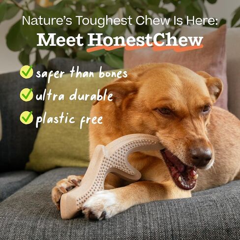 WOOF HonestChew Dog Toy Antler - Durable Dog Chew Toy - Made with Natural, Plant-Based Ingredients - Splinter-Resistant - Safer Than Dog Bones - Medium in Kuwait