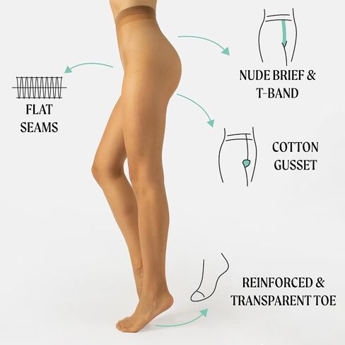 CALZITALY Womens tights, Sheer Nylons, Summer Pantyhose, Stockings 8DEN, Natural, Natural Tane, S, M, L, Made in Italy in Kuwait