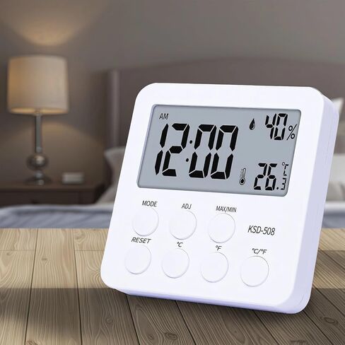 Digital Hygrometer Thermometer for Reptiles, Large LCD Display, with Clock & Alarm, 3.5 X 3.5 X 1.1 Inches, Temperature & Humidity Monitor in Saudi Arabia