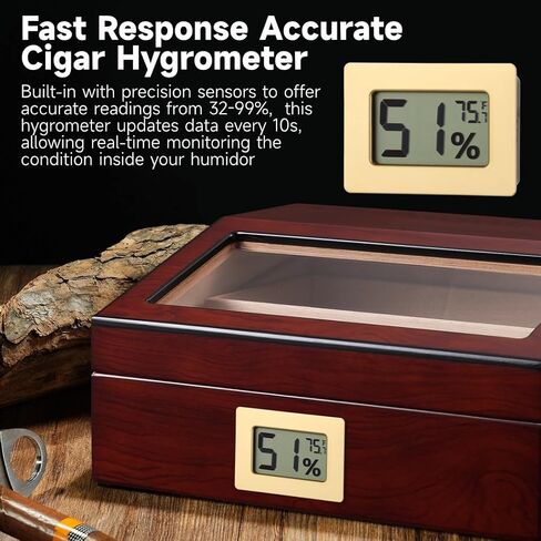 Compact 2-in-1 Humidity & Temp Monitor, ±2% Rh Hygrometer Thermometer for Greenhouses, Humidors, and Reptile Terrariums, Digital Display, 32–99% Range in Saudi Arabia