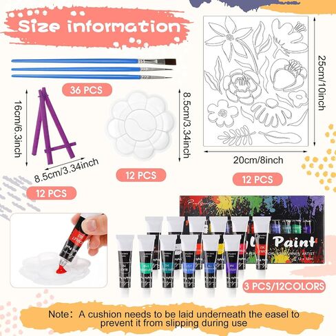 SHERR 108 PCS 12 SET PRE CANVAS CANVAS Painting KIT 8 '' X 10 '' SIP and Paint Kit Gift for البالغين مسبقًا المطبوعين اللوازم الفنية DIY للبالغين البالغين. in Kuwait