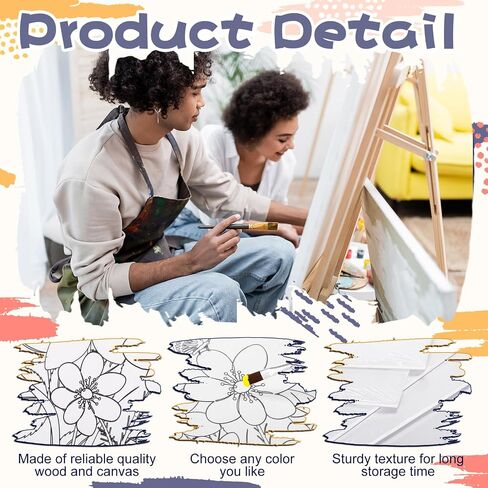 SHERR 108 PCS 12 SET PRE CANVAS CANVAS Painting KIT 8 '' X 10 '' SIP and Paint Kit Gift for البالغين مسبقًا المطبوعين اللوازم الفنية DIY للبالغين البالغين. in Kuwait