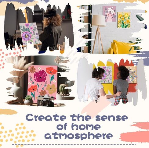 SHERR 108 PCS 12 SET PRE CANVAS CANVAS Painting KIT 8 '' X 10 '' SIP and Paint Kit Gift for البالغين مسبقًا المطبوعين اللوازم الفنية DIY للبالغين البالغين. in Kuwait