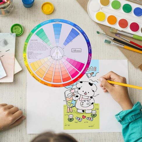 Coheali Rotatable Color Wheel - ألوان مائية دليل خلط دليل العجلة فئة التدريس أداة خلط اللون دليل الصباغ in Kuwait