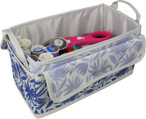 Everything Mary Floral Sewing Box Organizer - 3 Pockets, Durable Polyester Tote with Zipper Closure, Luggage Band, and Handles - Portable Sewing Storage for Notions, Patterns, and Supplies in Saudi Arabia