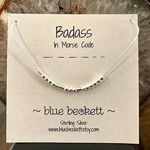 Badass in Morse Code Necklace - Sterling Silver أو Gold Covered in Saudi Arabia