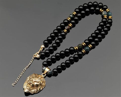 Elisajewelryart - قلادة أسد فريدة من نوعها قلادة نمر زرقاء داكنة نمر نمر مخير قلادة حقيقية أصلية توازن الحجر الحجر قلادة الحيوان قلادة للجنسين (22 ، عين النمر الأزرق الداكن) in Saudi Arabia