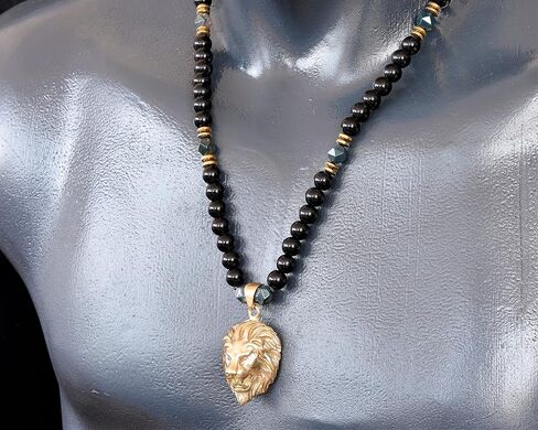 Elisajewelryart - قلادة أسد فريدة من نوعها قلادة نمر زرقاء داكنة نمر نمر مخير قلادة حقيقية أصلية توازن الحجر الحجر قلادة الحيوان قلادة للجنسين (22 ، عين النمر الأزرق الداكن) in Saudi Arabia