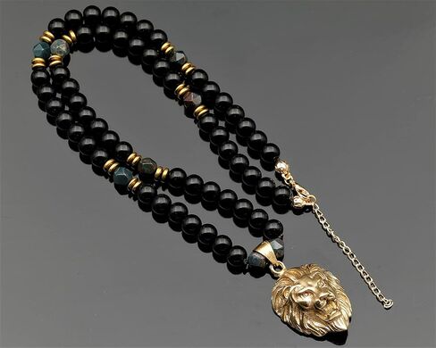 Elisajewelryart - قلادة أسد فريدة من نوعها قلادة نمر زرقاء داكنة نمر نمر مخير قلادة حقيقية أصلية توازن الحجر الحجر قلادة الحيوان قلادة للجنسين (22 ، عين النمر الأزرق الداكن) in Saudi Arabia