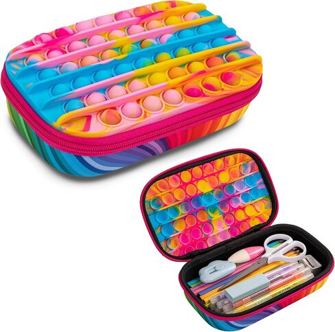 ZIPIT POP Pencil Case for Boys, Silicone Sensory Fidget Pencil Case for School, Large Capacity Stationery Organizer Box, Blue in Kuwait