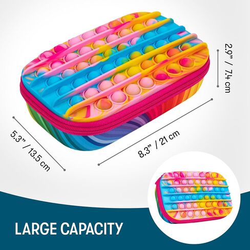 ZIPIT POP Pencil Case for Boys, Silicone Sensory Fidget Pencil Case for School, Large Capacity Stationery Organizer Box, Blue in Kuwait