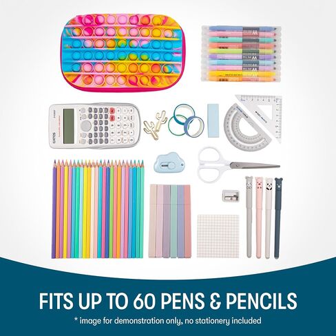 ZIPIT POP Pencil Case for Boys, Silicone Sensory Fidget Pencil Case for School, Large Capacity Stationery Organizer Box, Blue in Kuwait