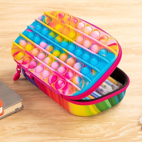 ZIPIT POP Pencil Case for Boys, Silicone Sensory Fidget Pencil Case for School, Large Capacity Stationery Organizer Box, Blue in Kuwait