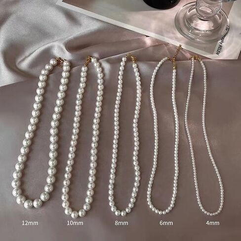 Pearl Necklaces for Women, Dainty Imitation White Pearl Choker Wedding Necklace Delicate Simple Bride Bridesmaid Jewelry Gifts in Saudi Arabia