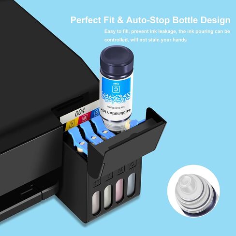 Sublimation Ink Refillable for Epson ET-8550 ET-8500 Wide-Format Supertank Printers for Heat Transfer (6 Bottles of 70 ML,BK,PB,C,M,Y,GR) in Saudi Arabia